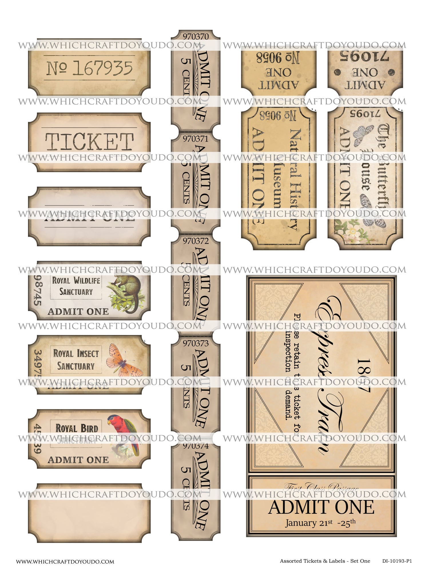 Assorted Tickets & Labels - Set One - DI-10193 - Digital Download