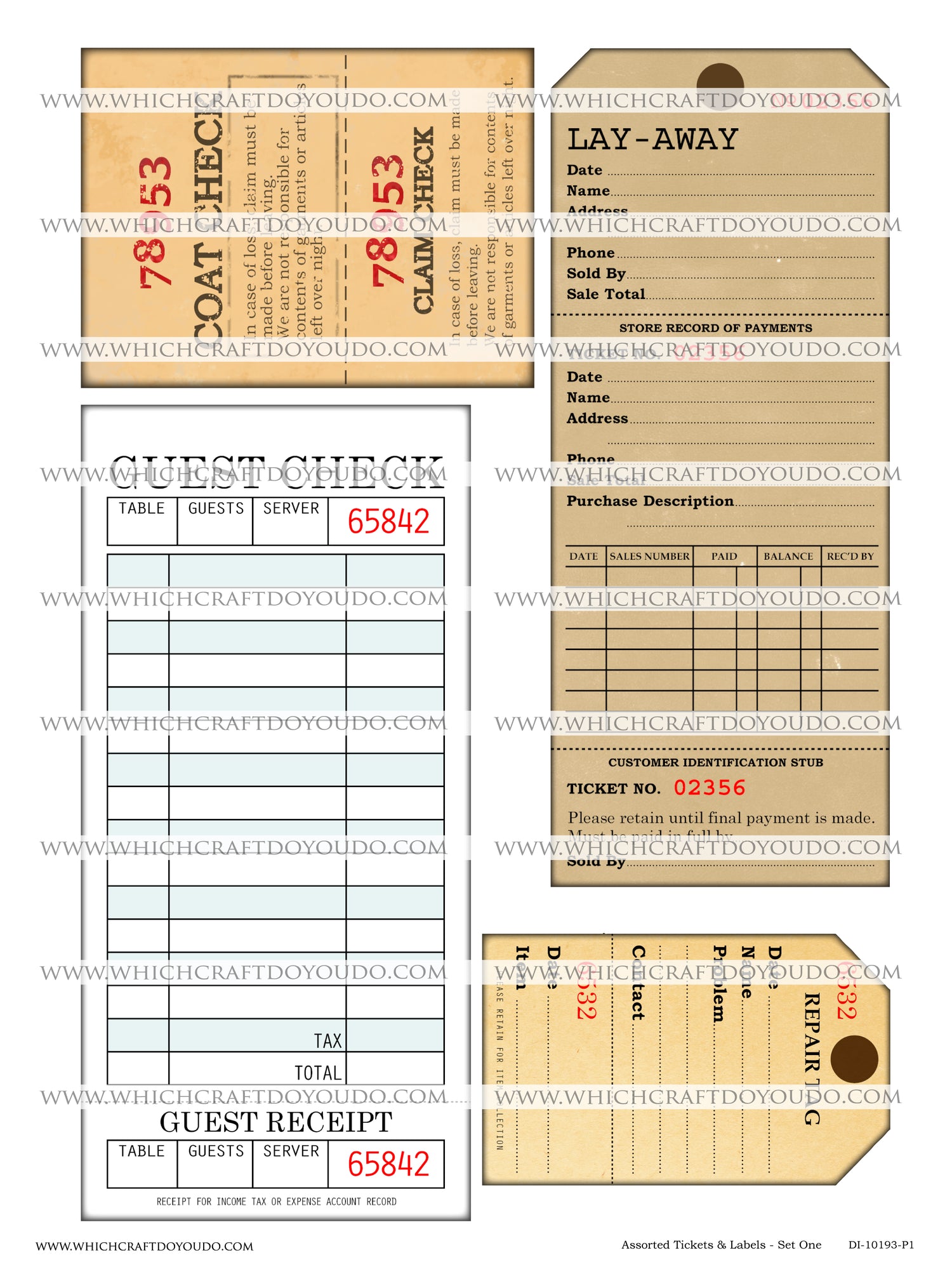 Assorted Tickets & Labels - Set One - DI-10193 - Digital Download