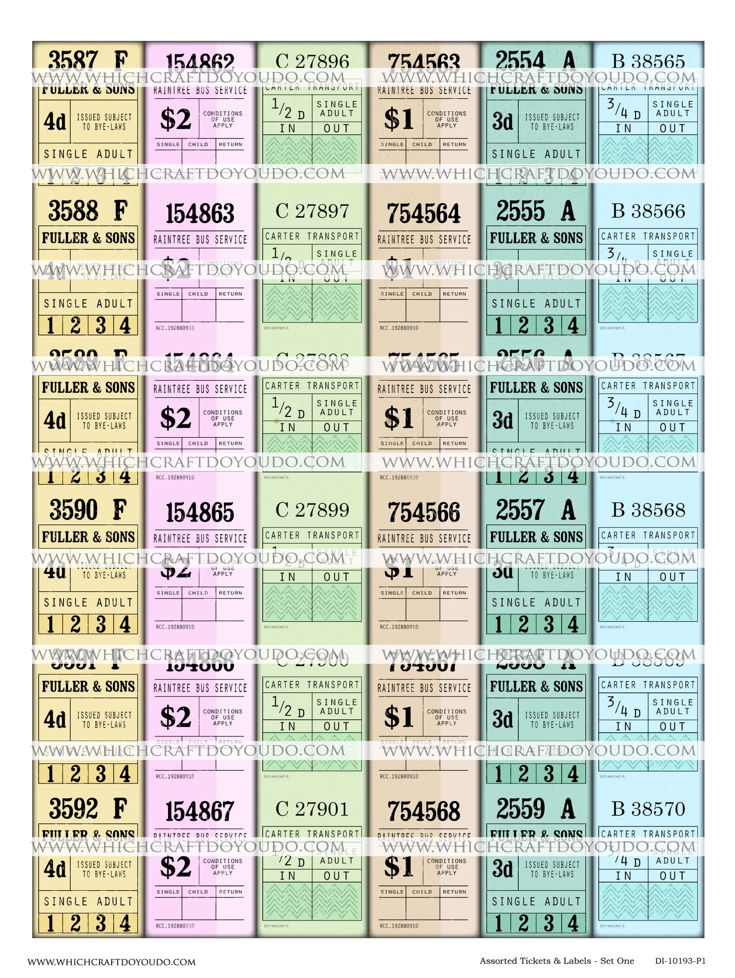 Assorted Tickets & Labels - Set One - DI-10193 - Digital Download