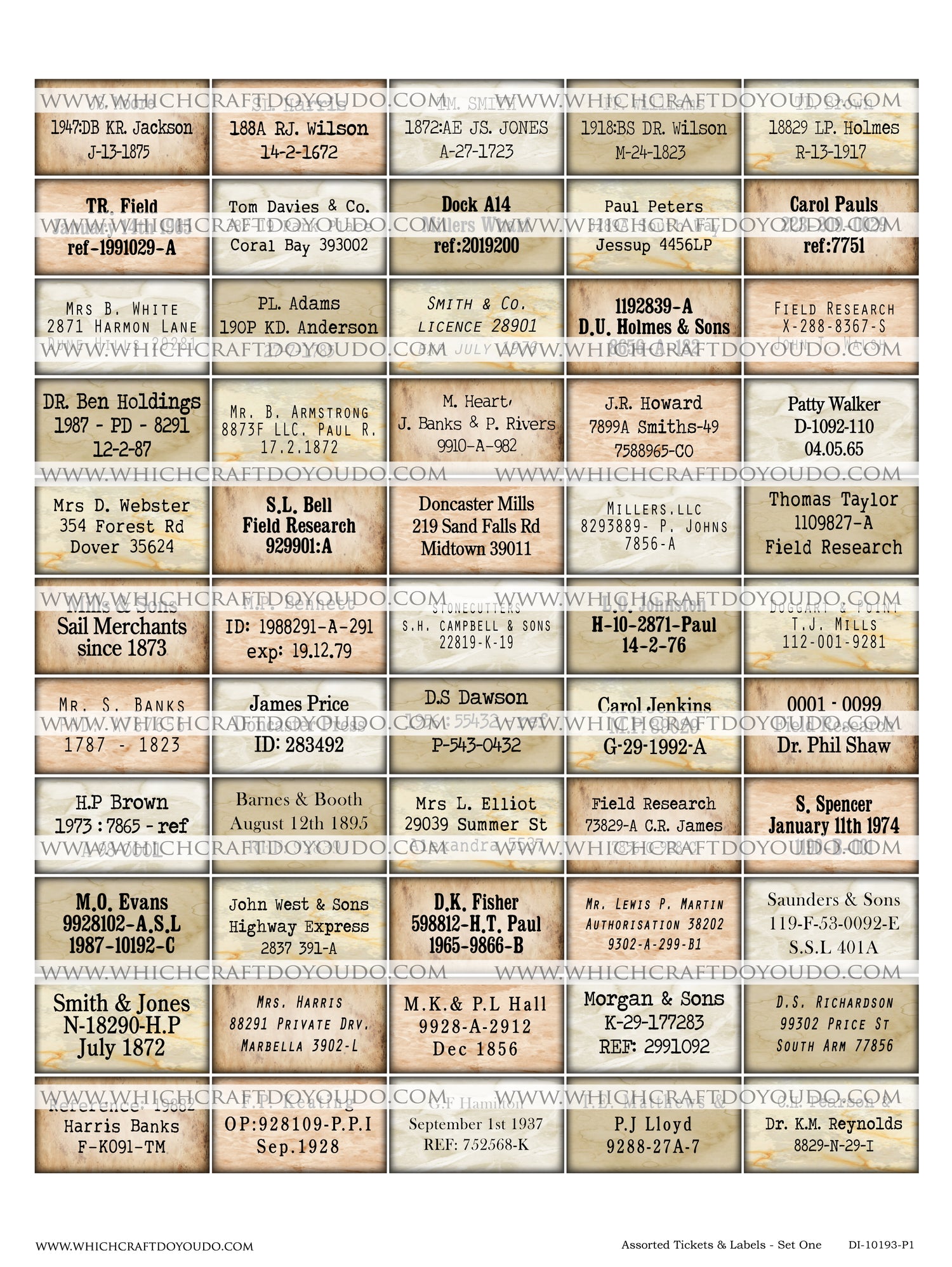 Assorted Tickets & Labels - Set One - DI-10193 - Digital Download