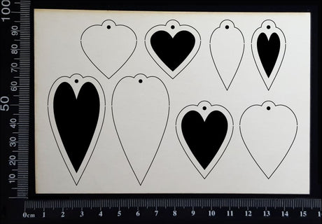 Assorted Heart Charms - White Chipboard