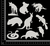 Australian Animals Set - A - White Chipboard
