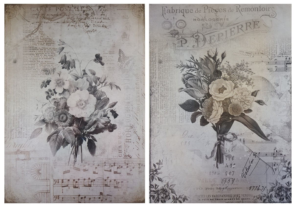 Decoupage Paper - A4 size - 4 sheets - (DP-1005) - Melody Blooms