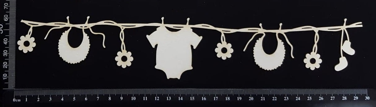 Baby Clothes Line - A - Large - White Chipboard