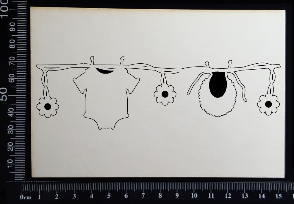 Baby Clothes Line - B - Small - White Chipboard