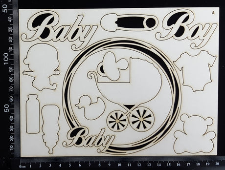 Baby Elements - Set A - Boy - White Chipboard