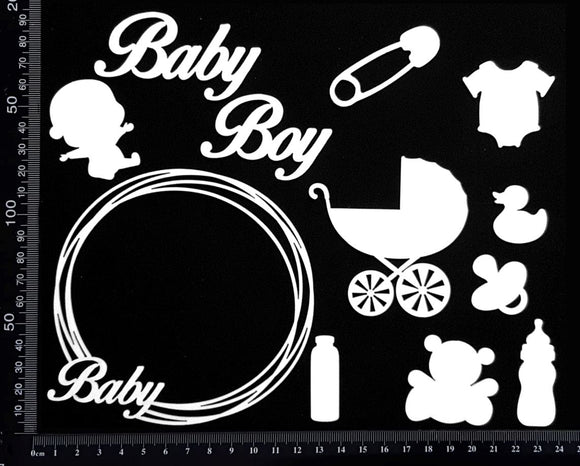 Baby Elements - Set A - Boy - White Chipboard