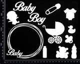 Baby Elements - Set A - Boy - White Chipboard
