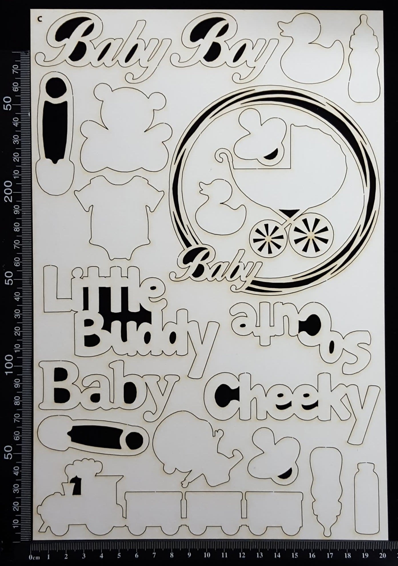 Baby Elements - Set C - Boy - White Chipboard