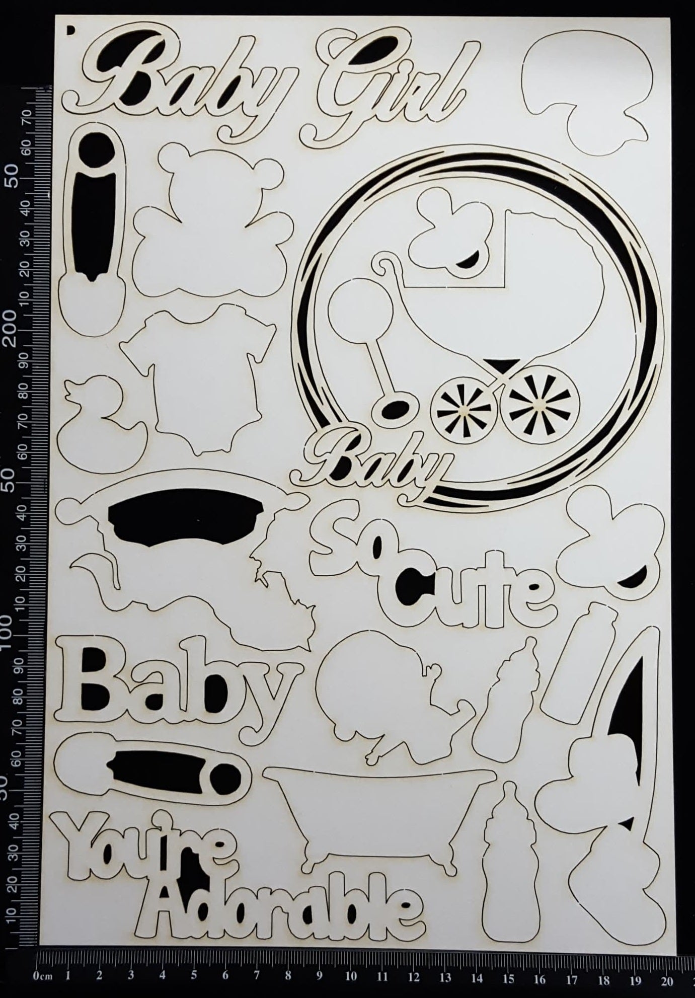 Baby Elements - Set D - Girl - White Chipboard