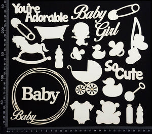 Baby Elements - Set D - Girl - White Chipboard