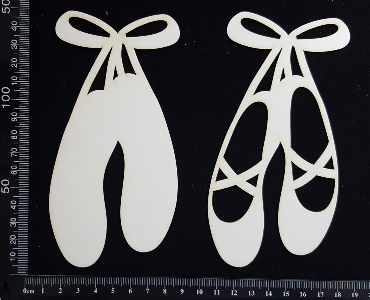 Ballet Slippers - B - Large - Layering Set - White Chipboard