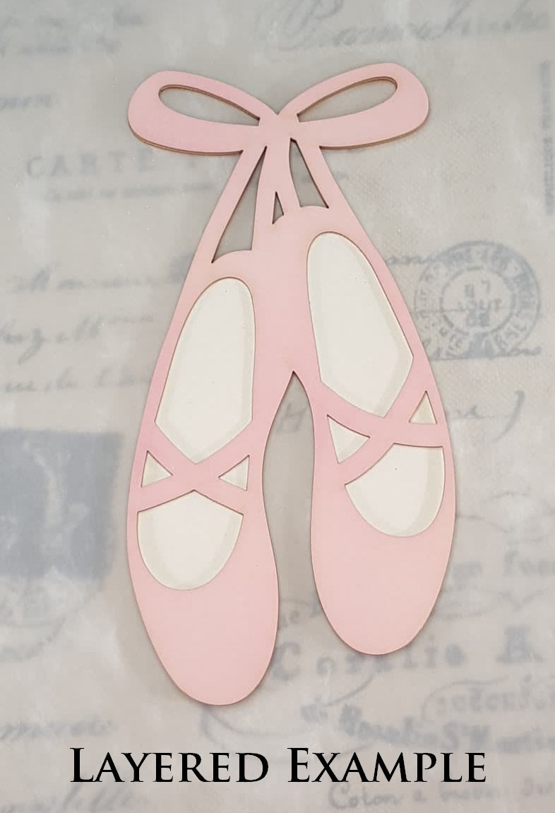 Ballet Slippers - B - Large - Layering Set - White Chipboard