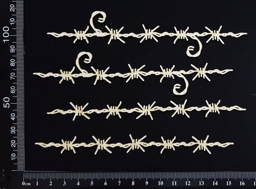 Barbed Wire Border Set - D - Small - White Chipboard