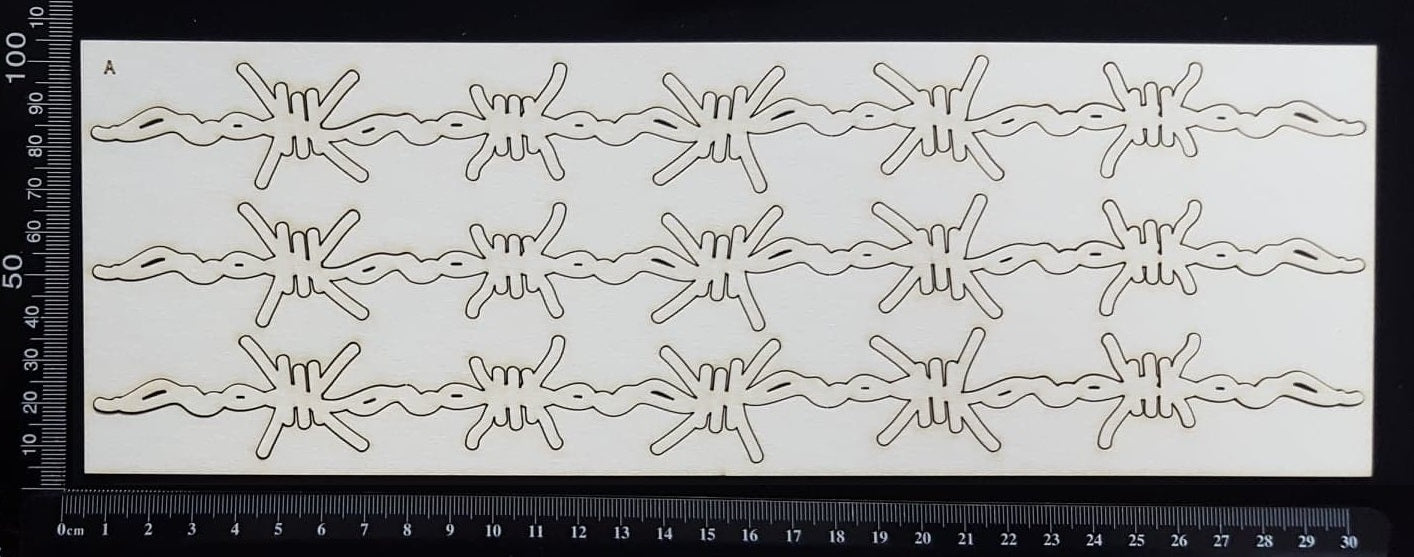 Barbed Wire Border Set - A - Large - White Chipboard