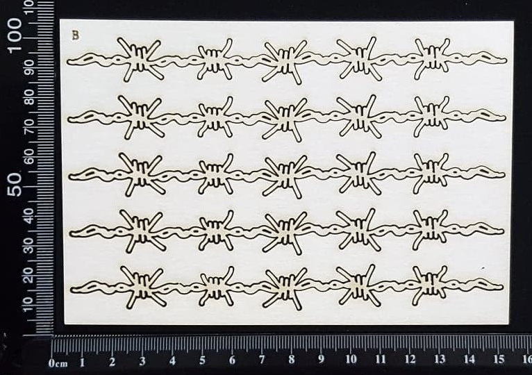 Barbed Wire Border Set - B - Small - White Chipboard