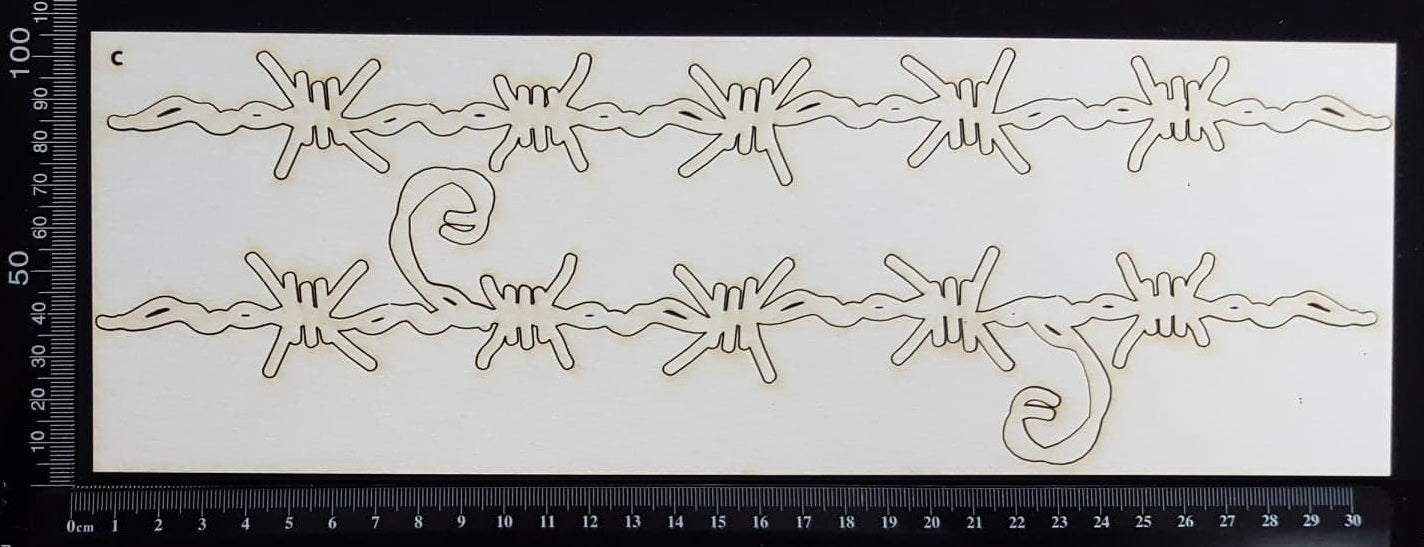 Barbed Wire Border Set - C - Large - White Chipboard