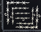 Barbed Wire Corners - C - White Chipboard