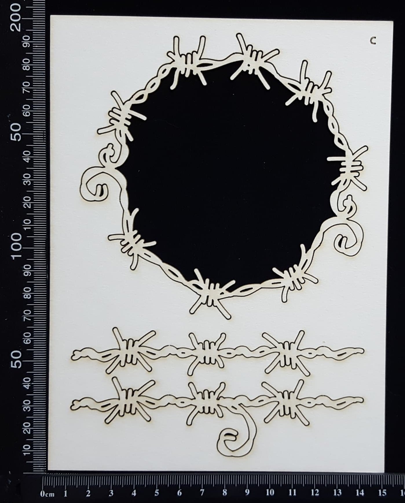 Barbed Wire Frame Set - C - White Chipboard