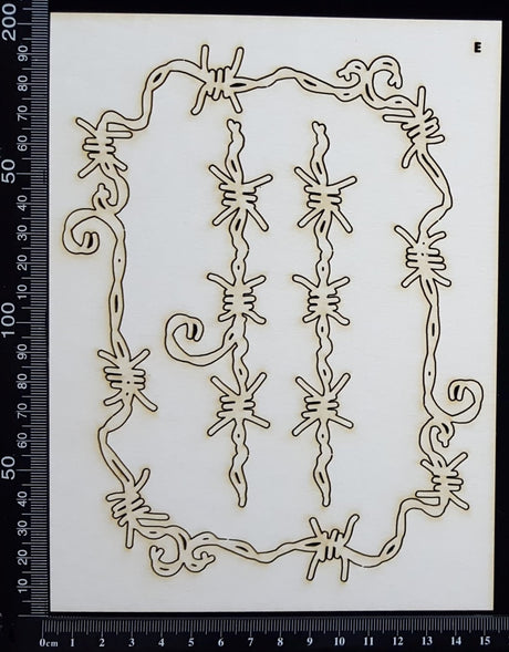 Barbed Wire Frame Set - E - White Chipboard