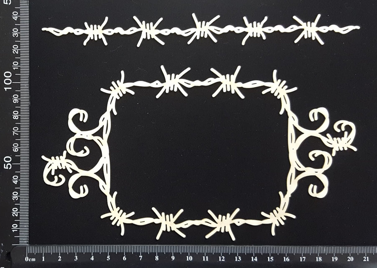 Barbed Wire Frame Set - F - White Chipboard