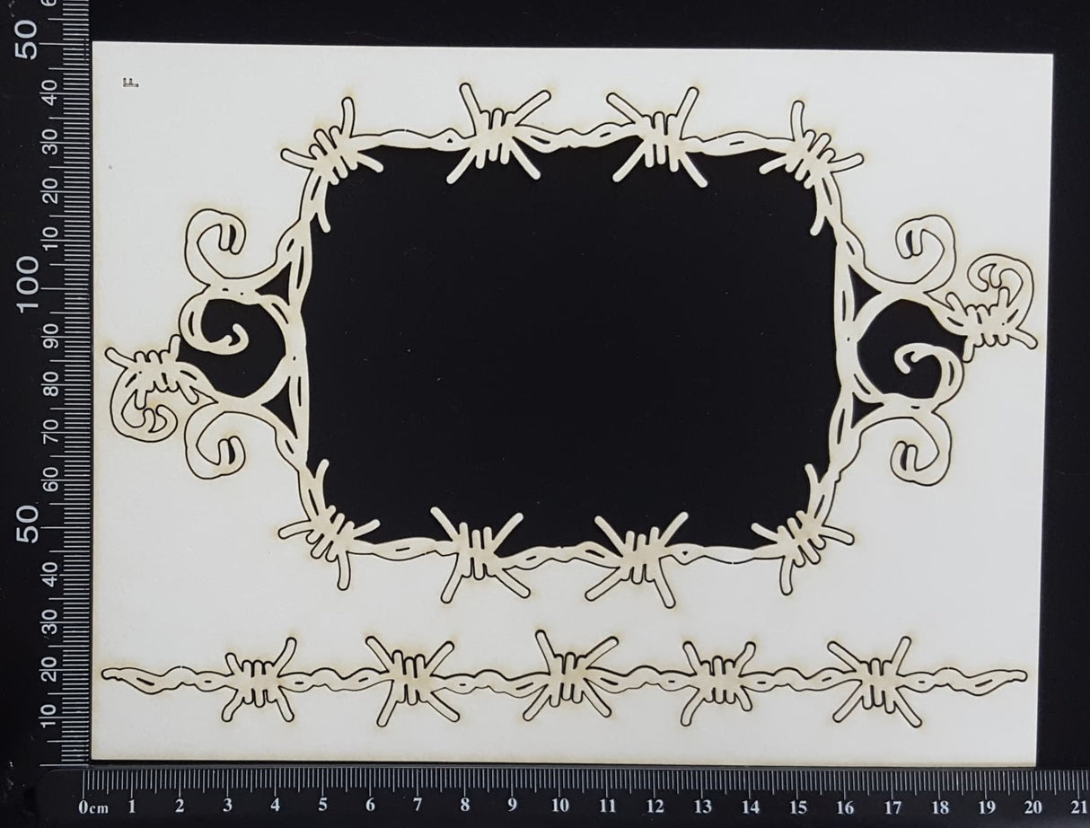 Barbed Wire Frame Set - F - White Chipboard