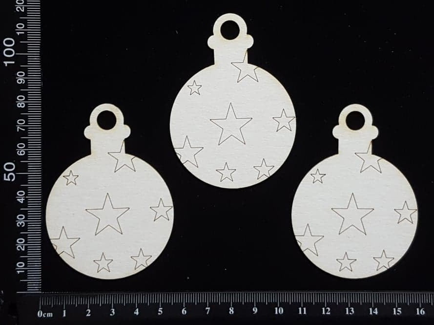 Baubles Set - B - White Chipboard