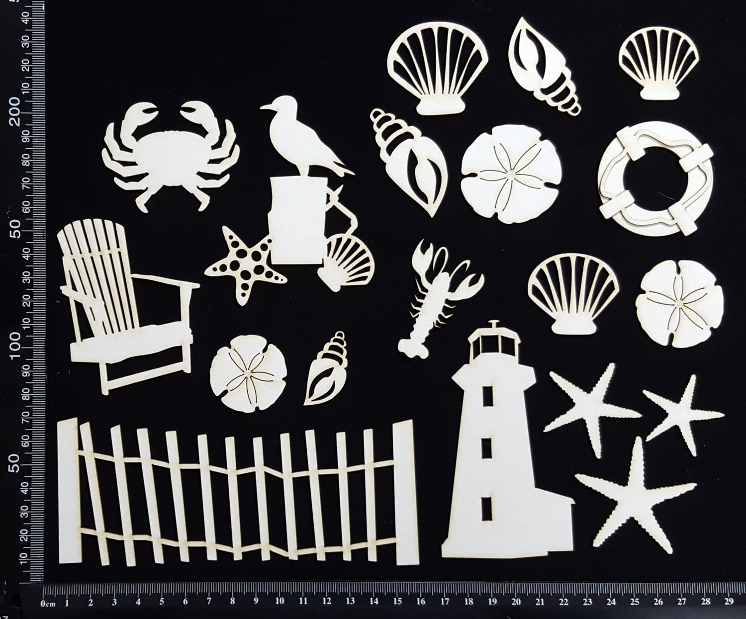 Beach Elements Set - A - White Chipboard