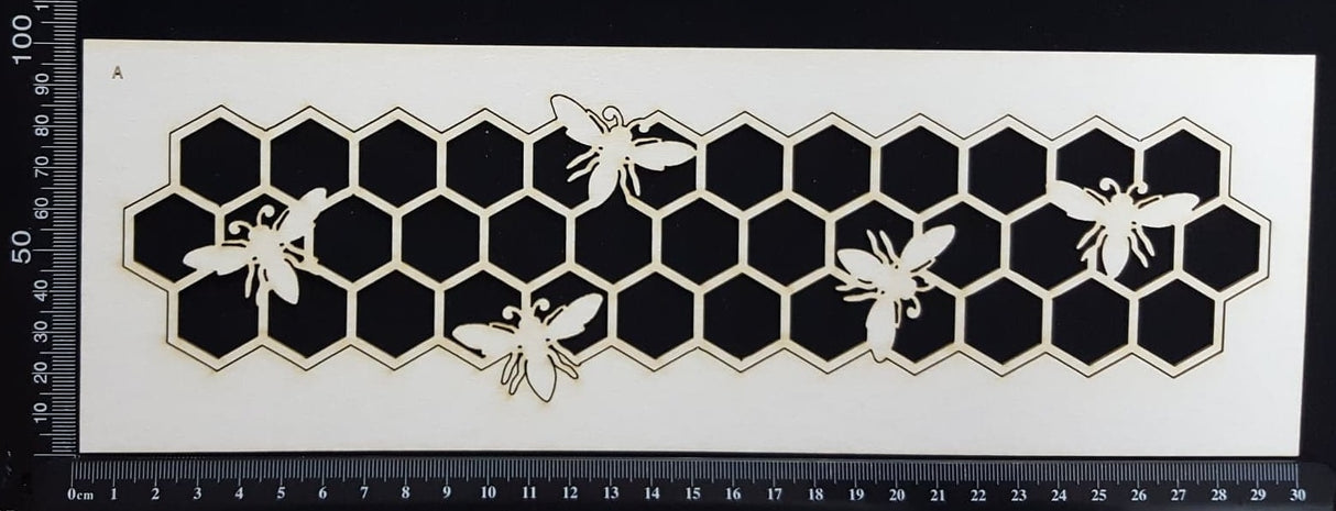 Bee and Honeycomb Border - A - Large - White Chipboard