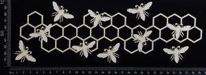 Bee and Honeycomb Border - B - Large - White Chipboard