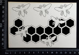 Bee and Honeycomb Border - D - Small - White Chipboard
