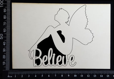 Fairy Title - Believe - A - White Chipboard