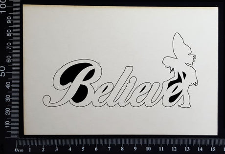 Fairy Title - Believe - B - White Chipboard
