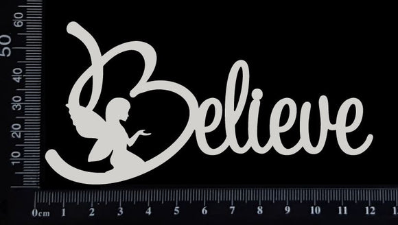 Fairy Title - Believe - D - White Chipboard