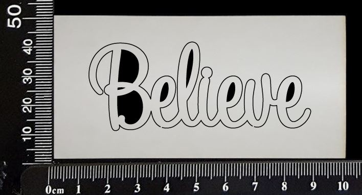 Sapphire Word - Believe - White Chipboard