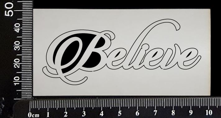 Sandscript Word - Believe - White Chipboard