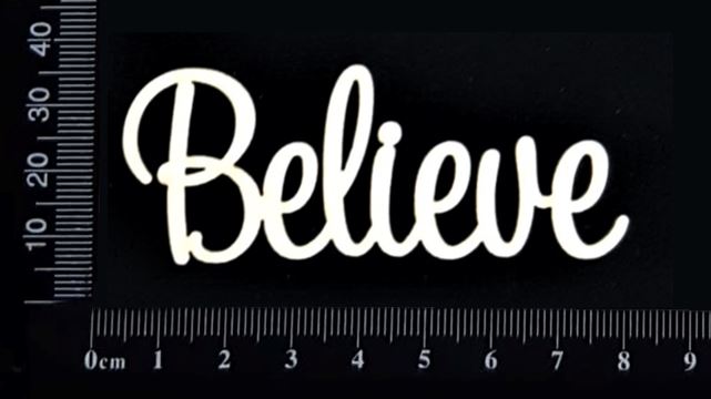 Sapphire Word - Believe - White Chipboard