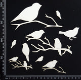 Birds and Branches Set - White Chipboard