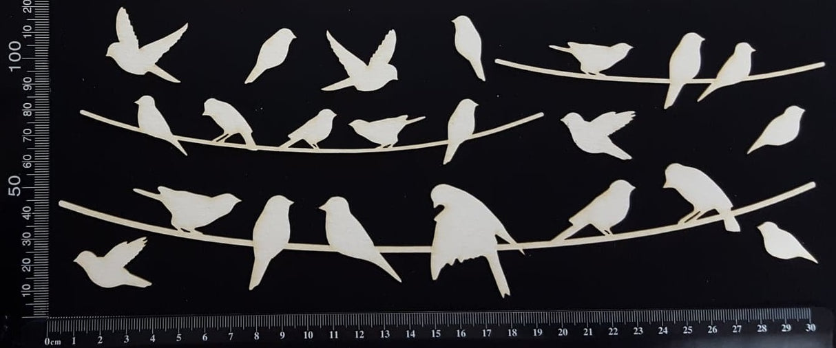 Birds on Wires Set - A - White Chipboard