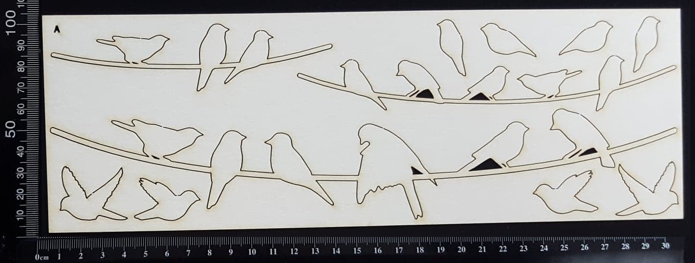 Birds on Wires Set - A - White Chipboard