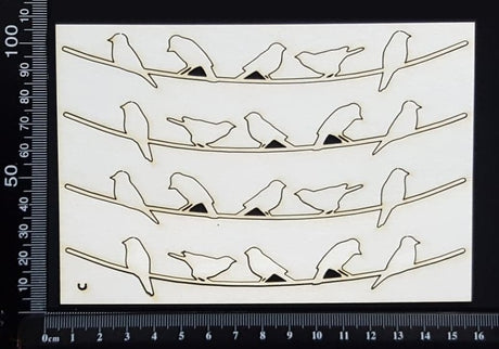 Birds on Wires Set - C - Small - White Chipboard