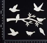 Birds on a Branch Set - C - White Chipboard