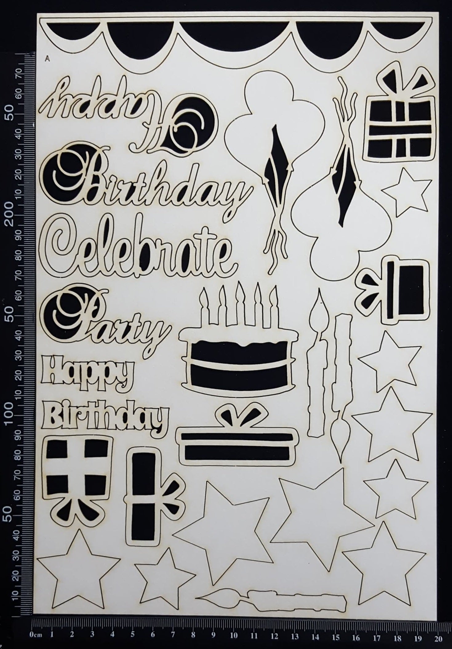 Birthday Elements - Set A - White Chipboard