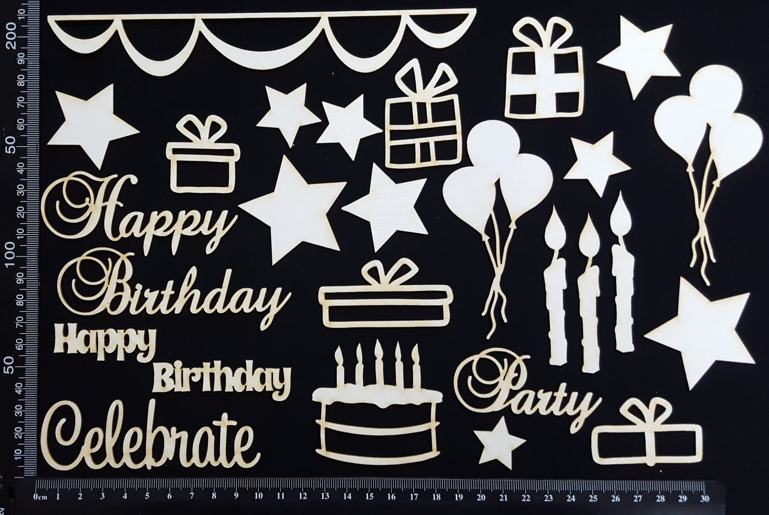 Birthday Elements - Set A - White Chipboard
