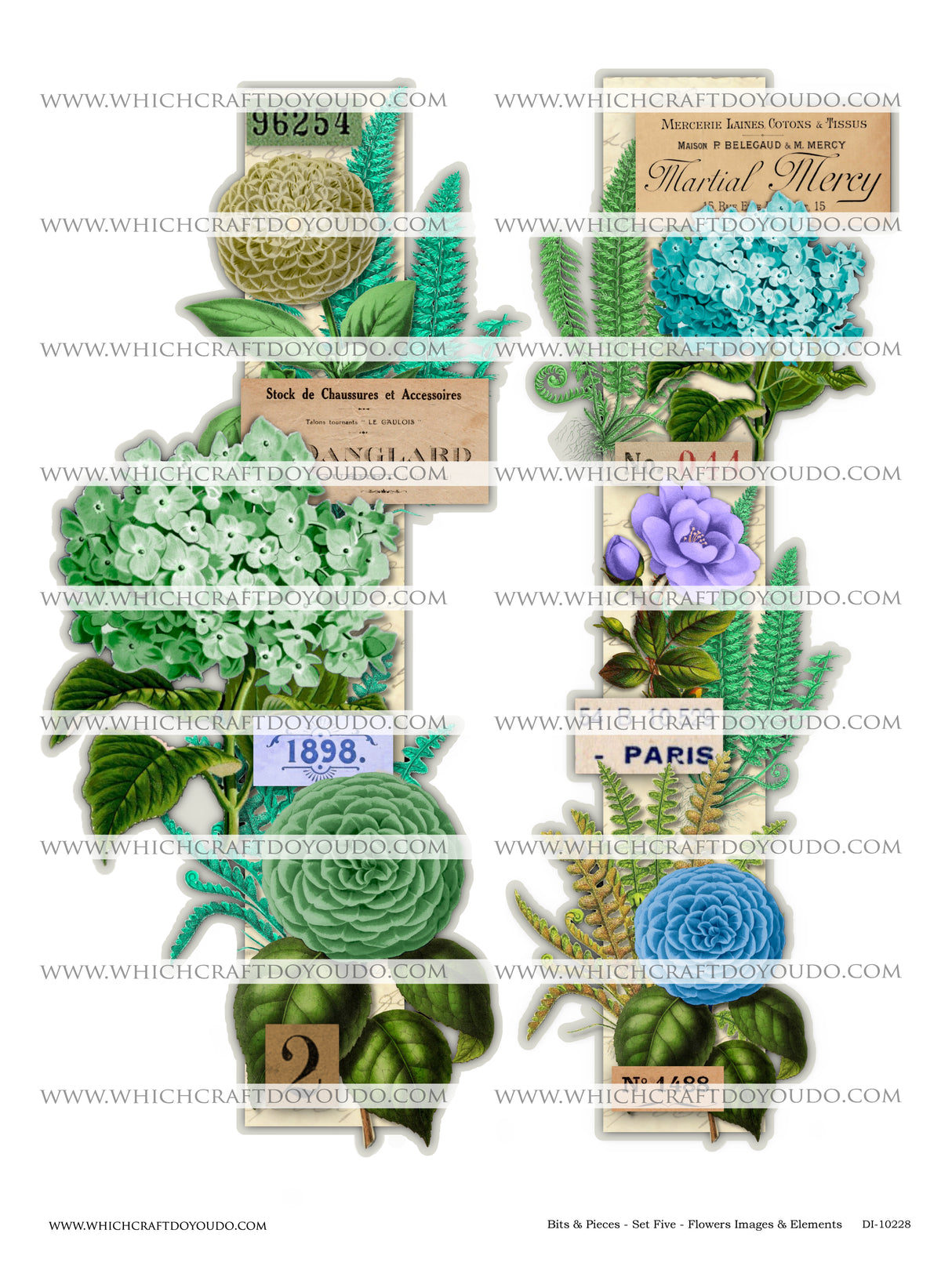 Bits & Pieces - Set Five - Flowers Images & Elements - DI-10228 - Digital Download