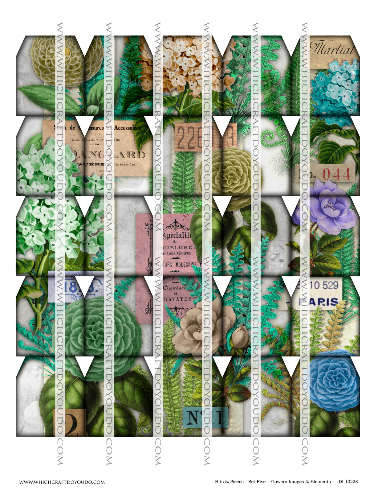 Bits & Pieces - Set Five - Flowers Images & Elements - DI-10228 - Digital Download