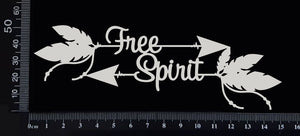 Boho Word Arrow - Free Spirit - White Chipboard