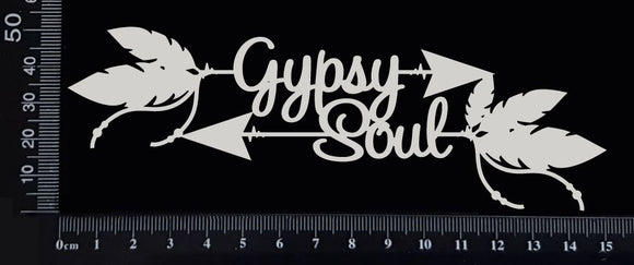Boho Word Arrow - Gypsy Soul - White Chipboard