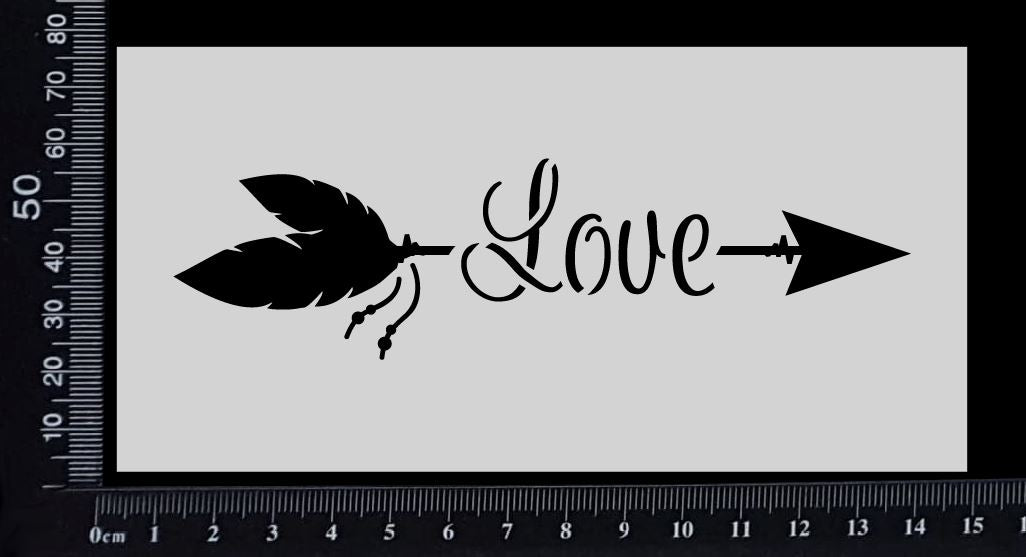 Boho Word Arrow - Love - Stencil - 75mm x 150mm