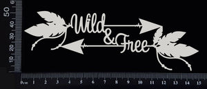 Boho Word Arrow - Wild & Free - White Chipboard